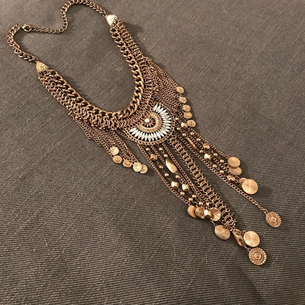 Brass Chandelier Style Necklace